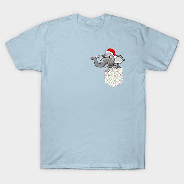 Christmas Santa Elephant T-Shirt by AwesomePossumClothing